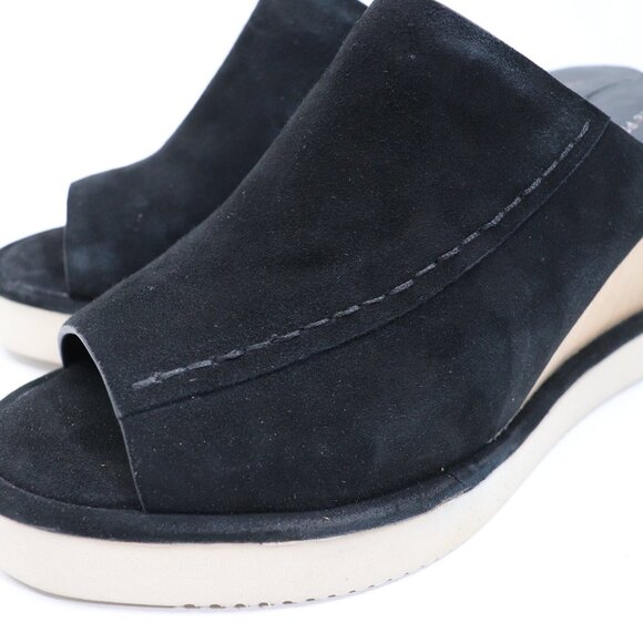 Free People Collection Leather/ Suede Running in Wedges Black Women's Size 10 - Picture 7 of 16